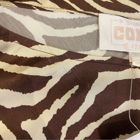 Stone Cold Fox x REVOLVE Basier Mini Dress Brown Zebra Print satin NWT L - Picture 10 of 10